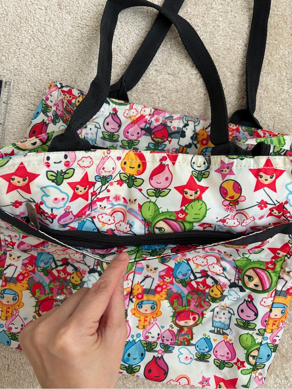 Colorful Character Print Tote Bag - Picture 3 of 7